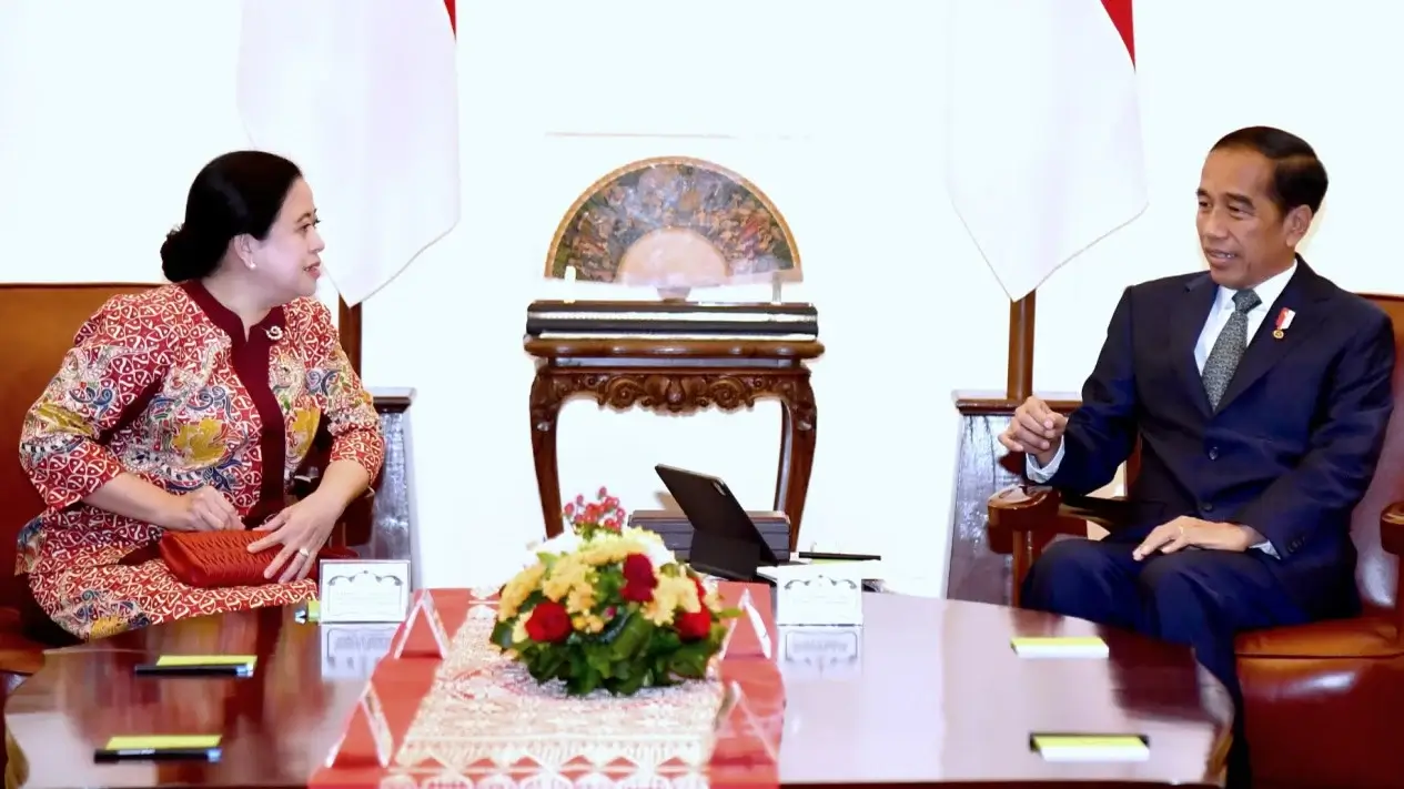 Ketua DPR RI sekaligus Ketua DPP PDI Perjuangan (PDIP) Puan Maharani bertemu dengan Presiden Joko Widodo (Jokowi) di Istana Kepresidenan, Senin (20/11/2023).