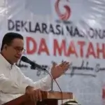 Capres Koalisi Perubahan untuk Persatuan Anies Baswedan menghadiri deklarasi Relawan Garda Matahari yang diketuai Azrul Tanjung di Gedung Djoeang 45, Menteng, Jumat (17/11). Foto: Ist