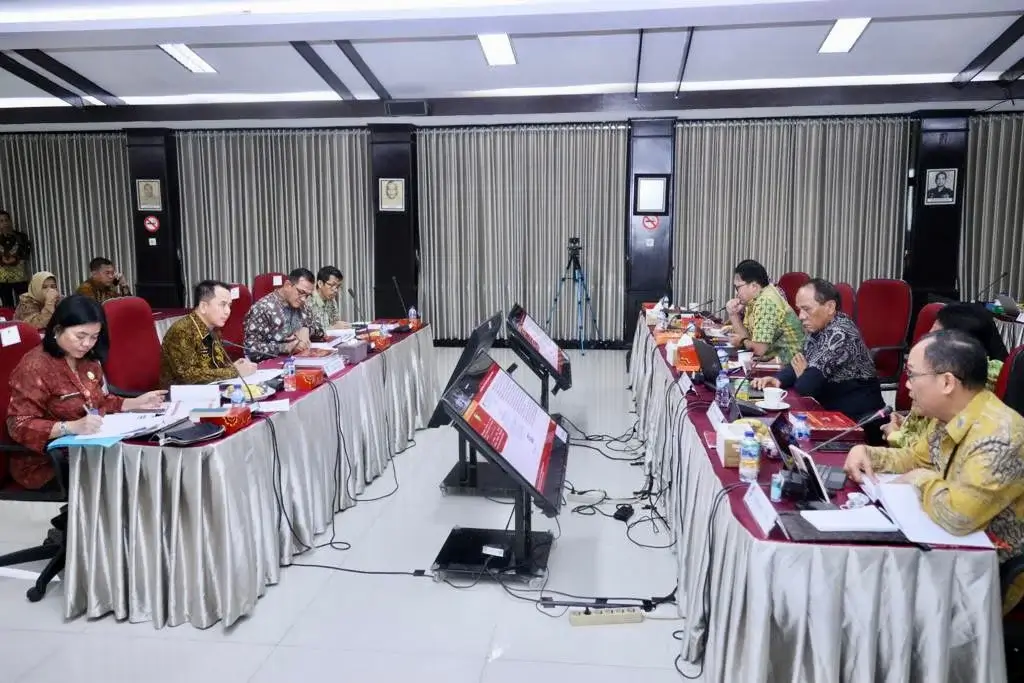 Pj Gubernur Sumsel Dalam Refleksi Capaian Kinerja Pembangunan Provinsi Sumsel Tahun 2023 yang digelar di Griya Agung Palembang, Minggu (31/12/2023)